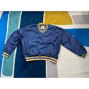 Vintage Eastbay 2XL Pullover Windbreaker Blue with Gold Trim 90's Y2K